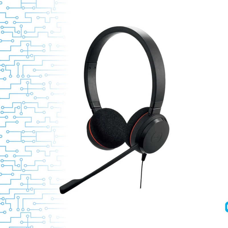 Jabra Evolve 20 USB-C Wired Stereo Headset (Microsoft Teams Certified) with Noise-Canceling Mic and USB-C/A Adapter – 4999-823-169