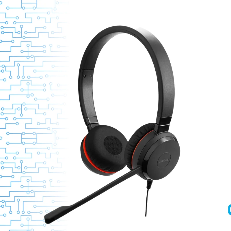 Jabra Evolve 30 II USB-C Wired Stereo Headset (Microsoft Teams Certified) with Noise-Canceling Mic and USB-C/A Adapter – 5399-823-369